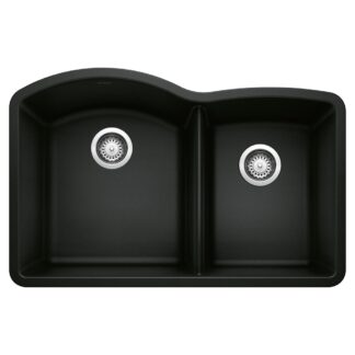 Blanco 402619 Diamond SILGRANIT 32" 60/40 Double Bowl Undermount Kitchen Sink - Coal Black