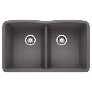 Blanco 401402 Diamond SILGRANIT 32" 50/50 Double Bowl Undermount Kitchen Sink - Cinder