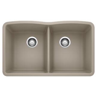 Blanco 401148 Diamond SILGRANIT 32" 50/50 Double Bowl Undermount Kitchen Sink - Truffle