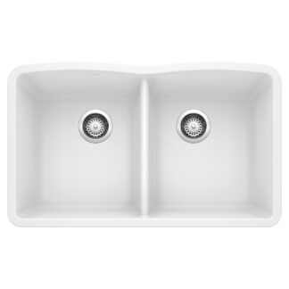 Blanco 400072 Diamond SILGRANIT 32" 50/50 Double Bowl Undermount Kitchen Sink - White
