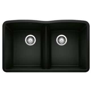 Blanco 402622 Diamond SILGRANIT 32" 50/50 Double Bowl Undermount Kitchen Sink - Coal Black