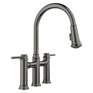 Blanco 443263 Empressa Pull-Down Dual-Spray Bridge Faucet - Satin Dark Steel