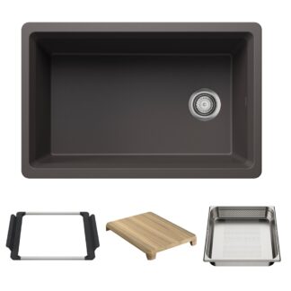 Blanco 403878 Inteos SILGRANIT 30" Single Bowl Reversible Undermount Workstation Kitchen Sink - Cinder