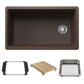 Blanco 403889 Inteos SILGRANIT 33" Single Bowl Reversible Undermount Workstation Kitchen Sink - Café
