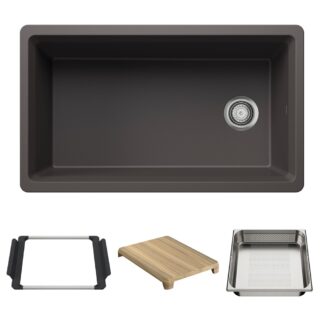 Blanco 403886 Inteos SILGRANIT 33" Single Bowl Reversible Undermount Workstation Kitchen Sink - Cinder