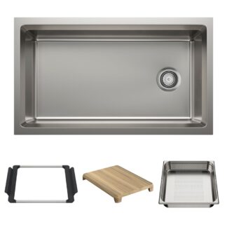 Blanco 403873 Inteos 33" Single Bowl Reversible Undermount Workstation Kitchen Sink - Stainless Steel