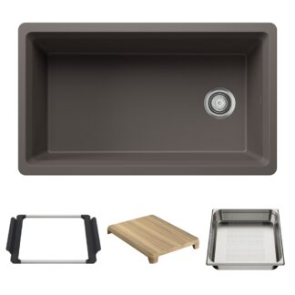 Blanco 403890 Inteos SILGRANIT 33" Single Bowl Reversible Undermount Workstation Kitchen Sink - Volcano Gray