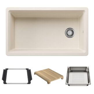 Blanco 403891 Inteos SILGRANIT 33" Single Bowl Reversible Undermount Workstation Kitchen Sink - Soft White