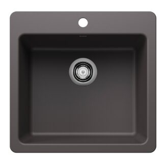 Blanco 403660 Liven SILGRANIT 21" Single Bowl Dual Mount Kitchen Sink - Cinder