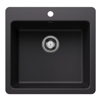 Blanco 403658 Liven SILGRANIT 21" Single Bowl Dual Mount Kitchen Sink - Coal Black