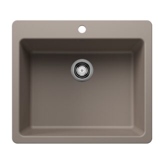 Blanco 403654 Liven SILGRANIT 25" Single Bowl Dual Mount Kitchen Sink - Truffle