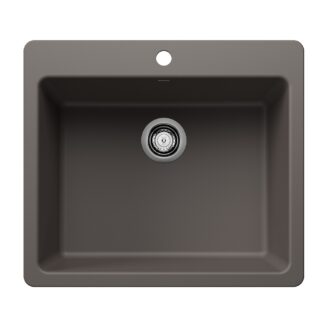 Blanco 403656 Liven SILGRANIT 25" Single Bowl Dual Mount Kitchen Sink - Volcano Gray