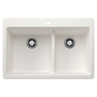 Blanco 403645 Liven SILGRANIT 33" 60/40 Double Bowl Dual Mount Kitchen Sink with Low Divide - White