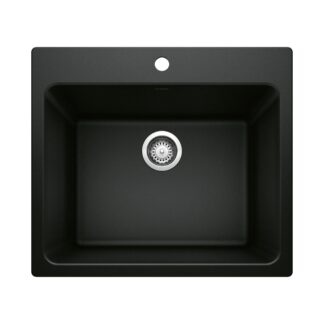 Blanco 402646 Liven SILGRANIT 25" Single Bowl Dual Mount Laundry Sink - Coal Black