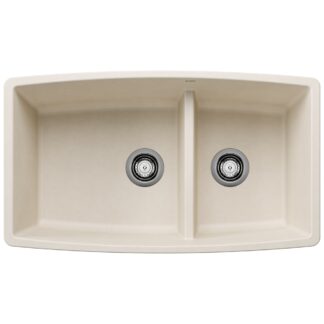 Blanco 402888 Performa SILGRANIT 33" 60/40 Double Bowl Undermount Kitchen Sink with Low Divide - Soft White
