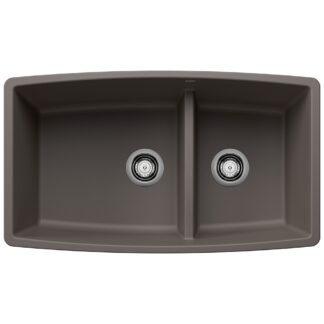 Blanco 402933 Performa SILGRANIT 33" 60/40 Double Bowl Undermount Kitchen Sink with Low Divide - Volcano Gray