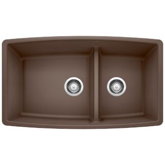 Blanco 401186 Performa SILGRANIT 33" 60/40 Double Bowl Undermount Kitchen Sink with Low Divide - Café