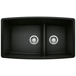 Blanco 402664 Performa SILGRANIT 33" 60/40 Double Bowl Undermount Kitchen Sink with Low Divide - Coal Black