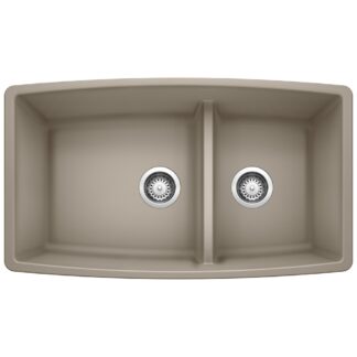 Blanco 401188 Performa SILGRANIT 33" 60/40 Double Bowl Undermount Kitchen Sink with Low Divide - Truffle