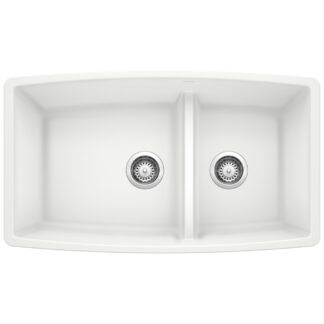 Blanco 401711 Performa SILGRANIT 33" 60/40 Double Bowl Undermount Kitchen Sink with Low Divide - White