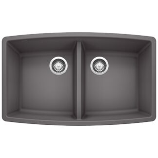 Blanco 401419 Performa SILGRANIT 33" 50/50 Double Bowl Undermount Kitchen Sink - Cinder