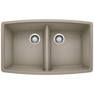Blanco 401189 Performa SILGRANIT 33" 50/50 Double Bowl Undermount Kitchen Sink - Truffle