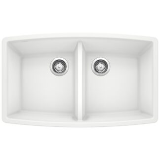 Blanco 401713 Performa SILGRANIT 33" 50/50 Double Bowl Undermount Kitchen Sink - White