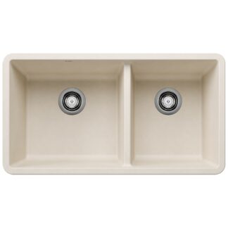 Blanco 402876 Precis SILGRANIT 33" 60/40 Double Bowl Undermount Kitchen Sink - Soft White