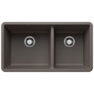 Blanco 402921 Precis SILGRANIT 33" 60/40 Double Bowl Undermount Kitchen Sink - Volcano Gray