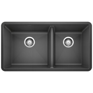 Blanco 400583 Precis SILGRANIT 33" 60/40 Double Bowl Undermount Kitchen Sink - Anthracite