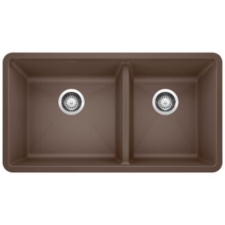 Blanco 400585 Precis SILGRANIT 33" 60/40 Double Bowl Undermount Kitchen Sink - Café