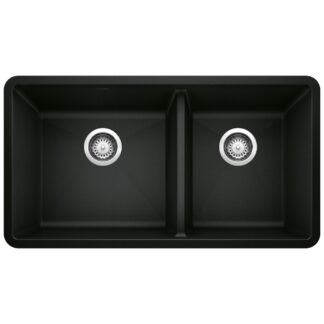 Blanco 402652 Precis SILGRANIT 33" 60/40 Double Bowl Undermount Kitchen Sink - Coal Black