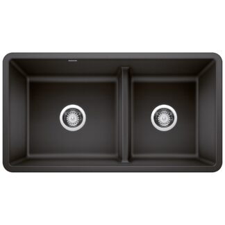 Blanco 402065 Precis SILGRANIT 33" 60/40 Reversible Double Bowl Undermount Kitchen Sink with Low Divide - Anthracite