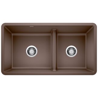 Blanco 402066 Precis SILGRANIT 33" 60/40 Reversible Double Bowl Undermount Kitchen Sink with Low Divide - Café