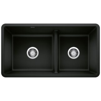 Blanco 402651 Precis SILGRANIT 33" 60/40 Reversible Double Bowl Undermount Kitchen Sink with Low Divide - Coal Black
