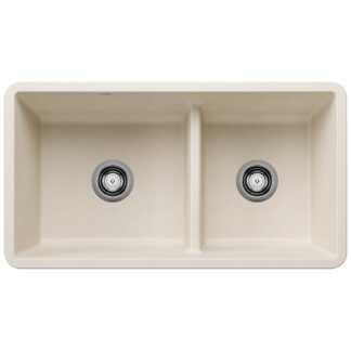 Blanco 402875 Precis SILGRANIT 33" 60/40 Reversible Double Bowl Undermount Kitchen Sink with Low Divide - Soft White