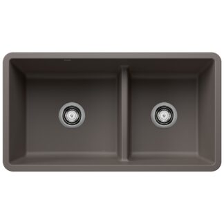 Blanco 402920 Precis SILGRANIT 33" 60/40 Reversible Double Bowl Undermount Kitchen Sink with Low Divide - Volcano Gray