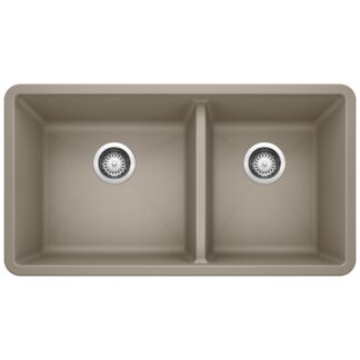 Blanco 401142 Precis SILGRANIT 33" 60/40 Double Bowl Undermount Kitchen Sink - Truffle