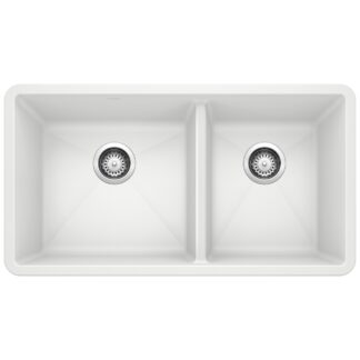 Blanco 401706 Precis SILGRANIT 33" 60/40 Double Bowl Undermount Kitchen Sink - White