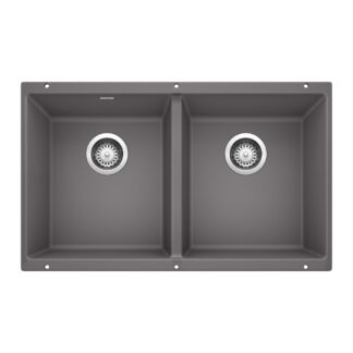 Blanco 401415 Precis SILGRANIT 29" 50/50 Double Bowl Undermount Kitchen Sink - Cinder