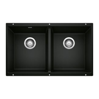 Blanco 402653 Precis SILGRANIT 29" 50/50 Double Bowl Undermount Kitchen Sink - Coal Black