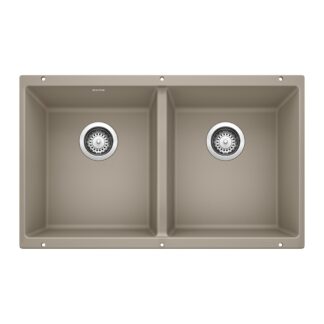 Blanco 401179 Precis SILGRANIT 29" 50/50 Double Bowl Undermount Kitchen Sink - Truffle