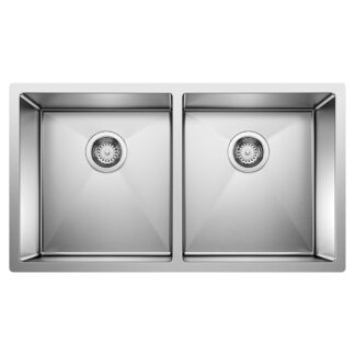 Blanco 400452 Radius R10 35" 50/50 Double Bowl Undermount Kitchen Sink - Stainless Steel