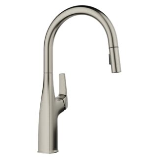 Blanco 443249 Rivana High Arc Pull-Down Dual-Spray Kitchen Faucet - Satin Platinum