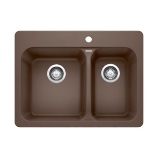 Blanco 401127 Vision SILGRANIT 27.5" 70/30 Double Bowl Dual Mount Kitchen Sink - Café
