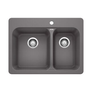 Blanco 401392 Vision SILGRANIT 27.5" 70/30 Double Bowl Dual Mount Kitchen Sink - Cinder