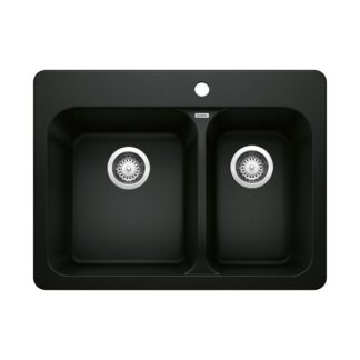 Blanco 402630 Vision SILGRANIT 27.5" 70/30 Double Bowl Dual Mount Kitchen Sink - Coal Black