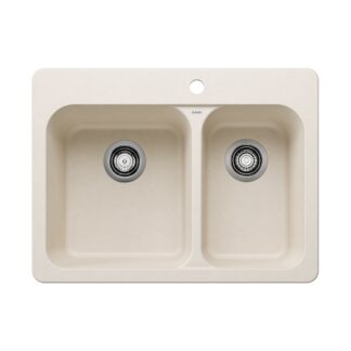 Blanco 402898 Vision SILGRANIT 27.5" 70/30 Double Bowl Dual Mount Kitchen Sink - Soft White