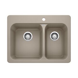 Blanco 401129 Vision SILGRANIT 27.5" 70/30 Double Bowl Dual Mount Kitchen Sink - Truffle