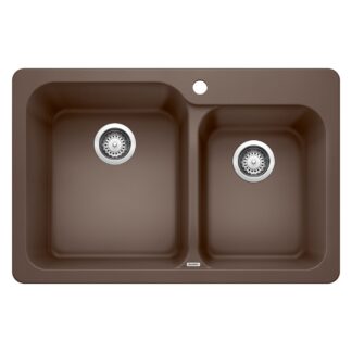 Blanco 401135 Vision SILGRANIT 31.5" 60/40 Double Bowl Dual Mount Kitchen Sink - Café